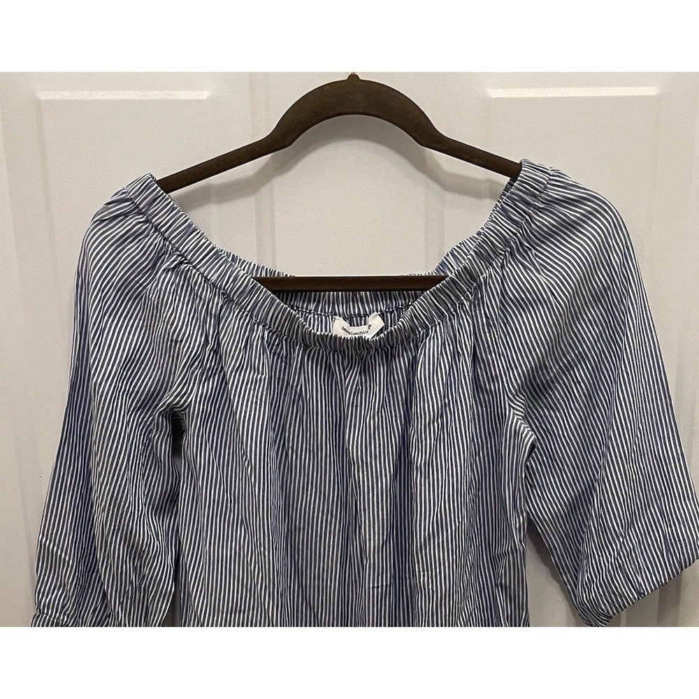 Blue‎ White Striped Beachlunchlounge Off The Shoulder Blouse Top Women's S Sail